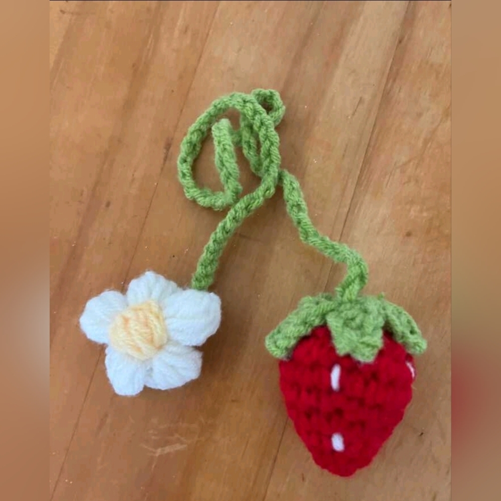 Crochet Strawberry & Flower Curtain Tieback 🍓🌼
